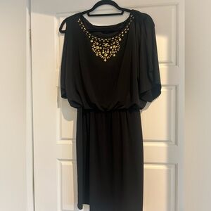 Thalia Sodi Black Dress with Gold Beading
